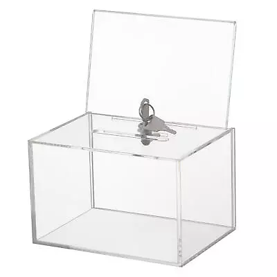 Raffle Box Acrylic Clear Lockable Ballot Box With Two Keys Donation Box Large • $35.27