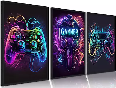 Video Game Decor Set Of 3 Boys Room Posters For Bedroom Gaming Wall Art For Kids • $21.21