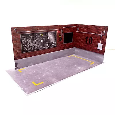 1:18 Scale Diecast Car Diorama Simulated 2 Wall Display PVC Red Brick Concrete • $17.95