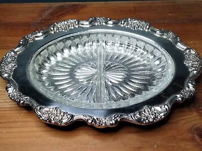 Beautiful Vintage EPCA Silverplate Poole  439 Oval Tray With Glass Insert • $28