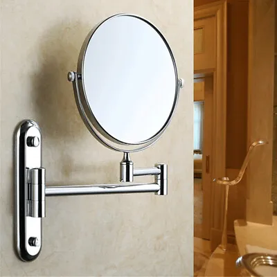 Swing Arm Wall Mount Bathroom Beauty Magnifying Makeup Mirror Chrome Double-Side • $33.94