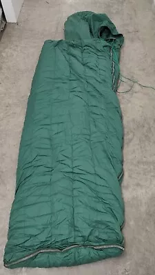 Vintage Eddie Bauer Goose Down Sleeping Bag Totem Label Green Camping Outdoors • $199