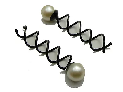 $3.99 • Buy 10 Black Metal Twist Hair Pin Grips Spirals Bobby Pins With Pearl 63mm
