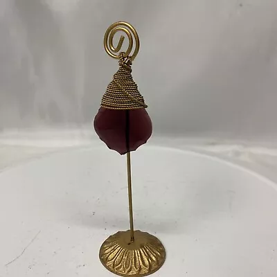 Vintage Brass Red Stone Memo Holder Beautiful Style Stand Desk Decor Photos  • $21.99
