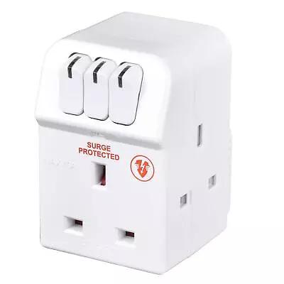 Masterplug MSWG3 Three Socket Surge Protected Adaptor With Individual Switches • £11.87