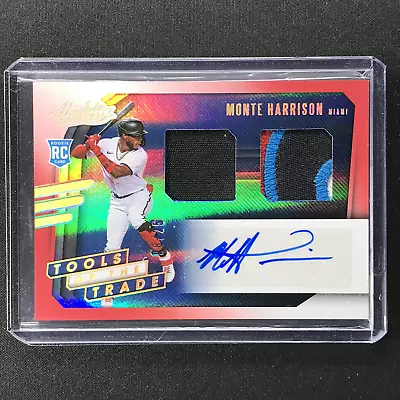 $59.99 • Buy 2021 Absolute MONTE HARRISON Tools Of The Trade Rookie Dual Patch Auto Red 8/25