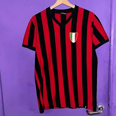Copa AC Milan Jersey Football Cotton T-Shirt Red Black Size Medium 1968 Home Kit • £35