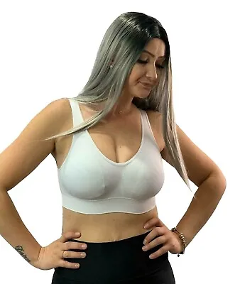 Padded Bra White Seamless Leisure Crop Top Vest Bandeau Comfort Women Sport Bra • £6.75