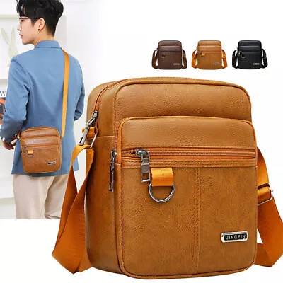 Mens PU Leather Cross Body Messenger Bag Shoulder Handbag Travel Office Work Bag • $17.29