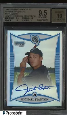 2008 Bowman Chrome Refractor Mike Stanton RC Rookie 65/500 BGS 9.5 W/ 10 AUTO • $127.50