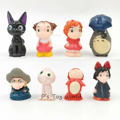 8Pcs Totoro Jiji Cat Ponyo 3-5CM Decoration Collection Action Figure Doll Toy • $8.51