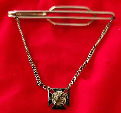 Vintage Tiebar Neck Tie Clip Knights Templar Tack Mason Masonic 1/20 12k Gold 6 • $39.99