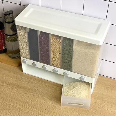 Cereal Dispenser Rice Grain Rotate Food Container Airtight Storage Wall Organise • £12.95