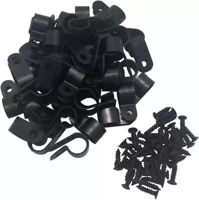 Cable Clamp R-Type Cable Clip Wire Clamp 1/2  Nylon Screw Mounting Cord Fastener • $11.99