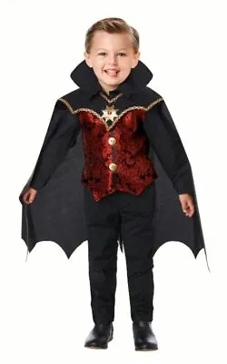 Toddler Swanky Vampire Count Dracula Bat Vest Cape Halloween Costume Boys 3 4T 6 • $28.10