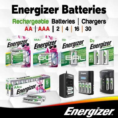 Energizer Rechargeable Batteries AA AAA C D / Fast Charger Ni-MH Lot Long Expiry • $24.95
