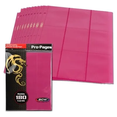 Side Loading 18 Pocket Pro 10 Album Binder Pages Pink MTG Trading Cards By BCW • $7.83