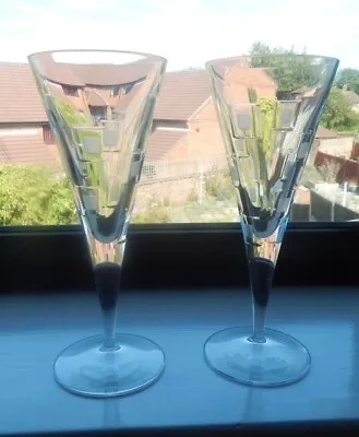 £19.97 • Buy Pair Of Royal Doulton Crystal Glass Metro Water Goblets - 8 3/8  Tall - Signed
