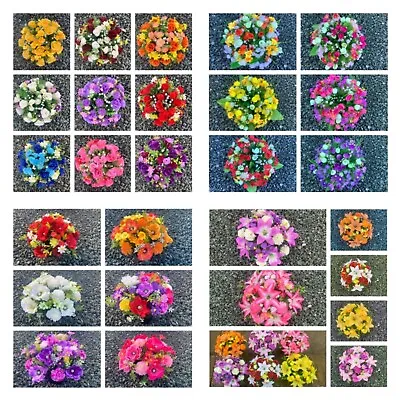 £13.99 • Buy Artificial Flower Arrangements In Grave Memorial Cemetery Pots Various Colours