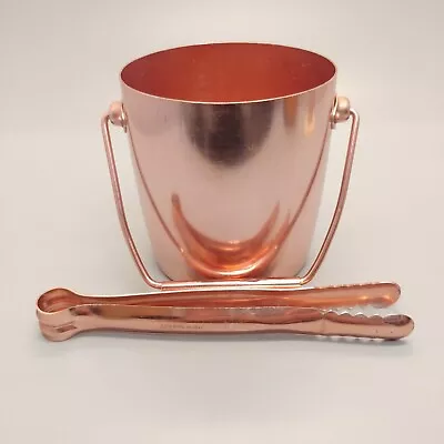 Anondized Aluminum Ice Bucket With Tongs Vintage MCM Mid Century Modern • $34.95