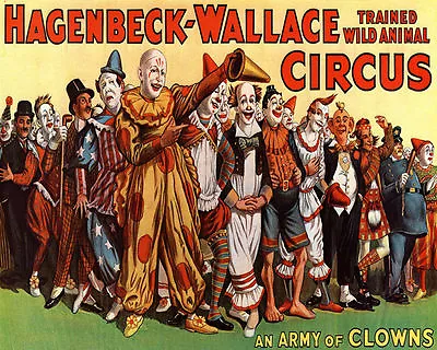 Poster Hagengeck Wallace Circus An Army Of Clowns Children Vintage Repro Free Sh • $33.64