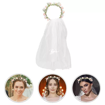  Bride Veil Flower Crown Girls Headbands Garland Vacation Hair Accessory • $7.99