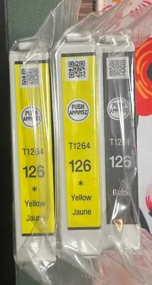 Epson 126 Ink Cartridges 1 Black 2 Yellow Sealed • $15