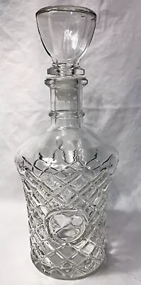 VTG Vodka Liquor Decanter Carafe Crystal Diamond Pattern Airtight Stopper 9” H. • $8.42