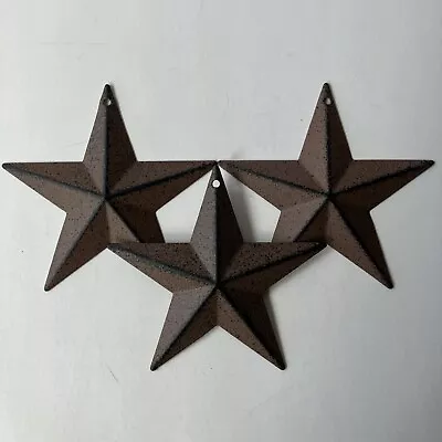 Set Of 3 ANTIQUE BROWN BARN STAR STARS 5.5  PRIMITIVE COUNTRY CRAFT SUPPLY • $12.95