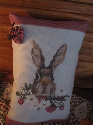 Spring Rabbit Crosstitch Pillow Hand Stitched • $15