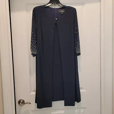 Alex Evening Cocktail Or Mother Of The Bride Dress Size 12 Navy Blue • $50