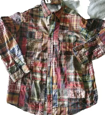  Polo Ralph Lauren Mens XL Patchwork Madras Plaid Shirt India Rare Vintage EUC • $99.99