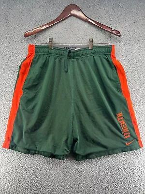 Miami Hurricanes Shorts Mens M Green Orange Nike Drifit Mesh Basketball Gym • $24.98