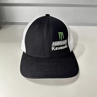 Monster Energy Kawasaki Fitted Flexfit Hat OS Mesh Roseville Job Employee Cap • $14.90