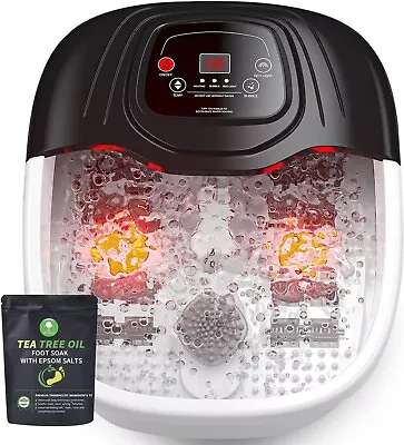  Heated Foot Spa Massager: Epsom Salt Bubbles Vibration 8 Rollers Relaxation • $29.98