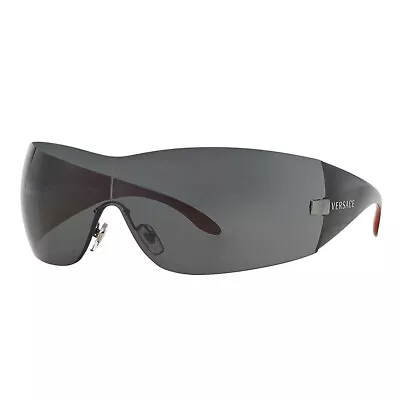 Versace VE 2054 100187 Gunmetal Plastic Wrap Sunglasses Grey Lens • $145.01