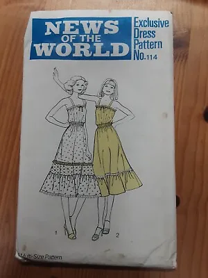 Vintage 1970s News Of The World 114 Camisole Sun Dress Pattern Sizes 10 To 16 • £5