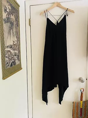 Lucky Brand 90s Grunge Handkerchief Hem Black Slip Dress S/M • $26