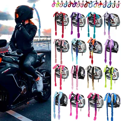 Helmet Pigtail Hair Extensions Twist Braid Twin-Ponytail Motorcycle Racing Decor • $12.20