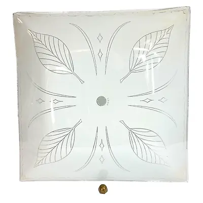 Ceiling Light Fixture Cover Glass Shade Vintage 1950's Square 11” Sq White • $28.79