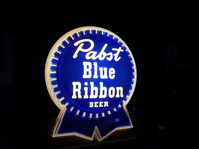 1950s PABST BEER 3D LIGHTED CLAMSHELL SIGN PBR BLUE RIBBON BEER LIGHTED BAR 57 • $249.95