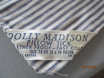 Vintage Dolly Madison Navy Ticking Cotton Fabric Case For Pillow For 26 X20  NEW • $22.99