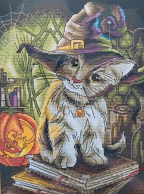 £9.75 • Buy Cat Magician Halloween Counted Cross Stitch Kit Canvas Size 32 X 25cm 14 Count