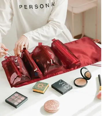 Detachable Partition Zipper Mesh Makeup Bag Cosmetic Travel Cosmetic Accessories • £4.99