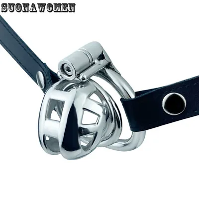 Metal Chastity Cage With Lock Belt Steel Rings To Lock With Device Chastity Cage • £15.36