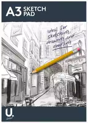 £4.98 • Buy A3 Sketch Pad Book White Paper Artist Sketching Drawing Doodling Art Craft Draw