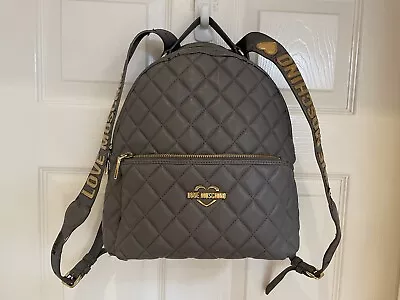 Love Moschino Grey Quilted Backpack - Used With Wear - See Pics For Condition • £19.99