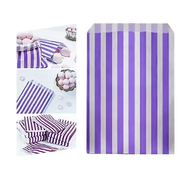 Candy Striped Sweet Purple Candy Paper Bags For Wedding Buffet Pick  Mix Shop UK • £3.15