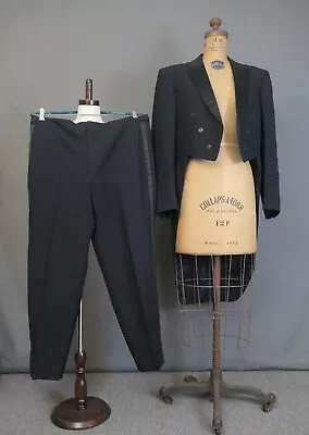 Vintage Mens 1960s Tuxedo Tails Suit Summer Wool Tux 42 Short 36 Waist • $75