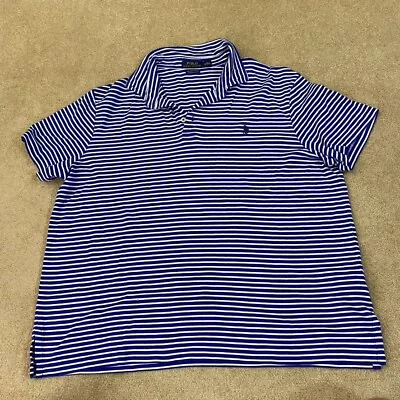Ralph Lauren Polo Shirt Mens Extra Large Blue White Short Sleeve Pima Soft Touch • $20.61